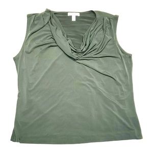 Dressbarn Green Sleeveless, Drape-Neck Shell (XL)